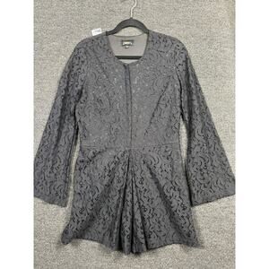 Alexia Admor Lace Romper Womens Size S Black Cotton Blend Long Sleeve